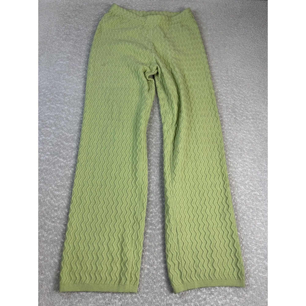 House Of Sunny Pants Womens 8 Green Wave Knit‎ Sweatpants Elastic Waist Lounge